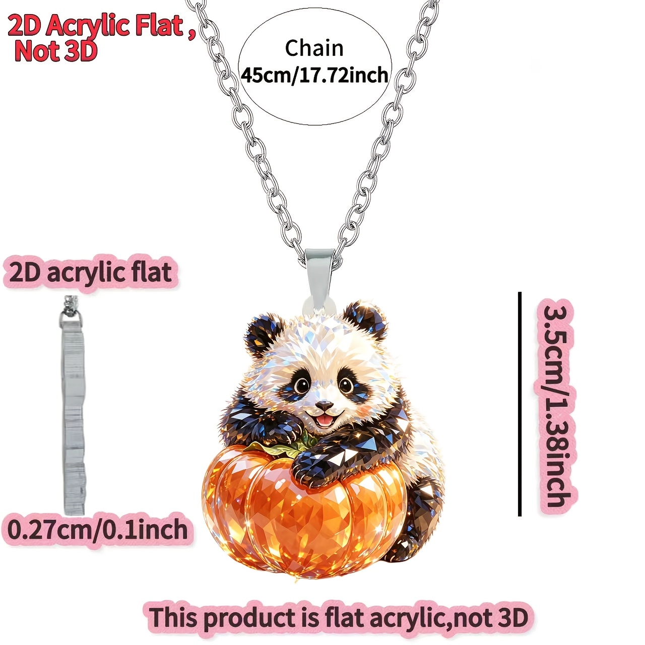 Women's Acrylic Pumpkin-Hugging Panda DIY Necklace